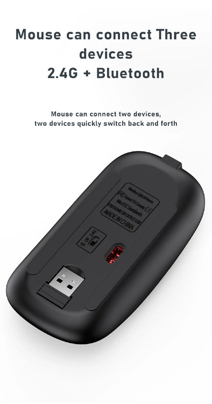 Conjunto de teclado e rato sem fios JOMAA Bluetooth e USB 2.4G para portátil, computador e iPad, combo recarregável e silencioso