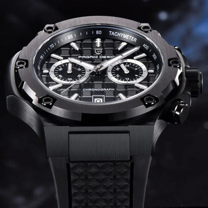 Reloj de cuarzo para hombre PAGANI DESIGN PD-YS032, 44mm, movimiento japonés VK64, caja de acero inoxidable, correa de caucho, cristal de zafiro, resistente al agua 100M