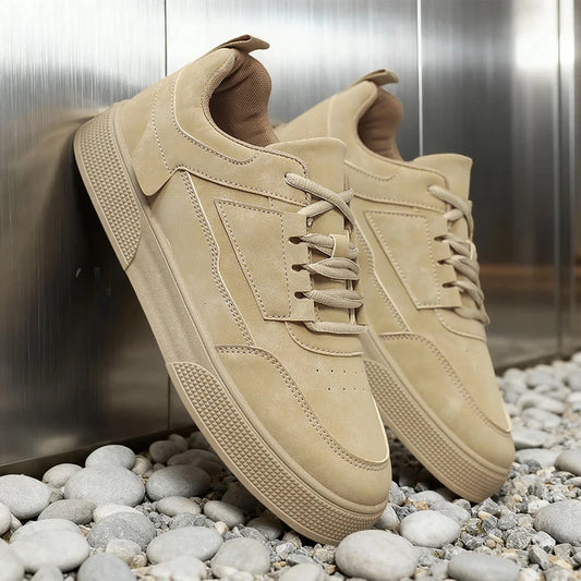 Adidași casual din piele de căprioară pentru bărbați – Pantofi eleganți cu șireturi, cu talpă joasă, pentru uz zilnic și modă urbană