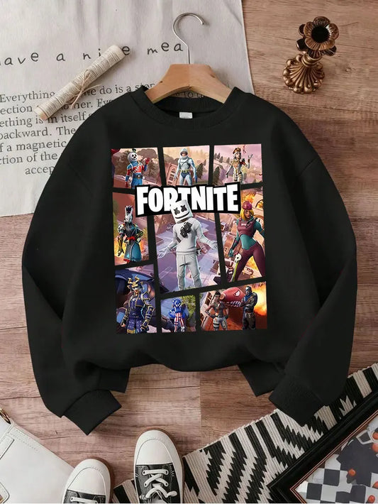 FORTNITED Children Long-sleeved Girls Streetwear Boys Baby Sweatshirt Pullover Sweatshirt Anime Fashion Kid Clothing Tops Gift