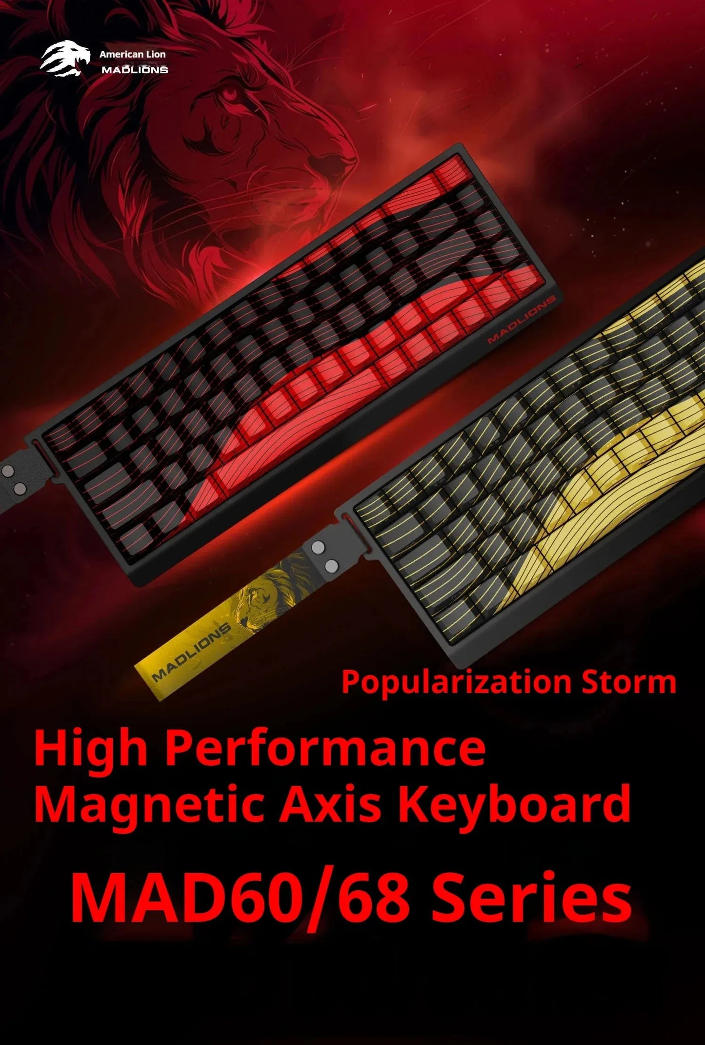 MADLIONS MAD 60/68HE Gaming Magnetic Switch Keyboard Wired Key Web Drive Custom 8K 61/68 Return RT Adjustable Keystroke Hot Swap