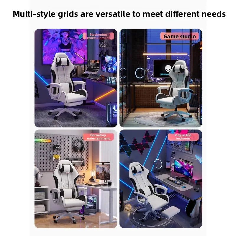 Silla gaming masculina para e-sports, cómoda para estar sentado durante períodos prolongados; silla de ordenador reclinable para momentos de ocio, con respaldo