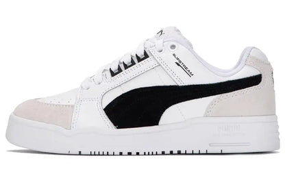 Baskets Puma Slipstream Lo Suede FS, modèle blanc et noir, 385694-02.
