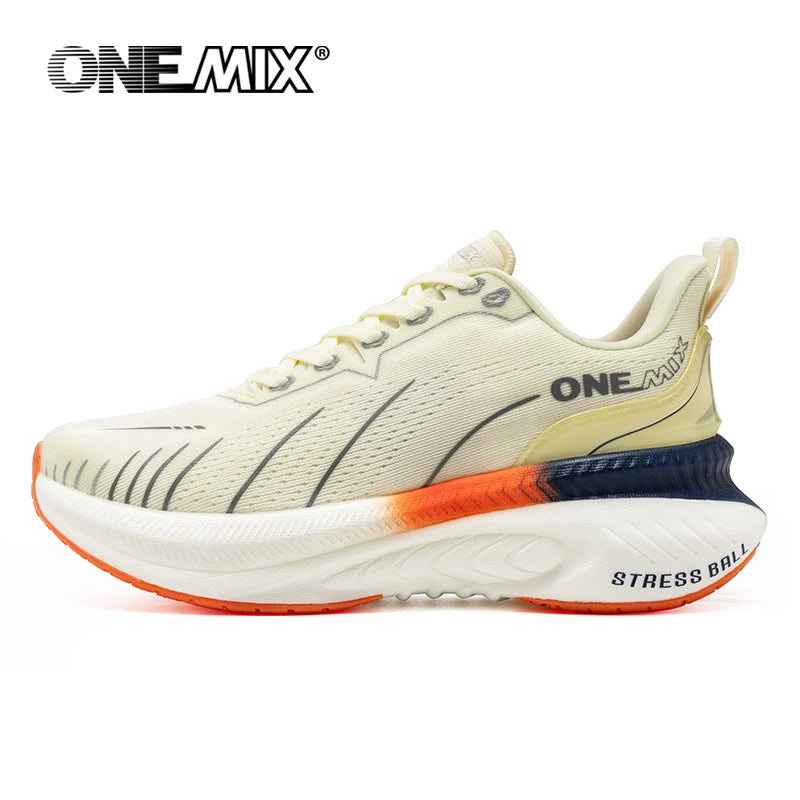 ONEMIX New Cushioning Running Shoes For Men Suitable for Heavy Runners Lace-Up Sports Women Non-slip Outdoor Athletic Male Sneakers