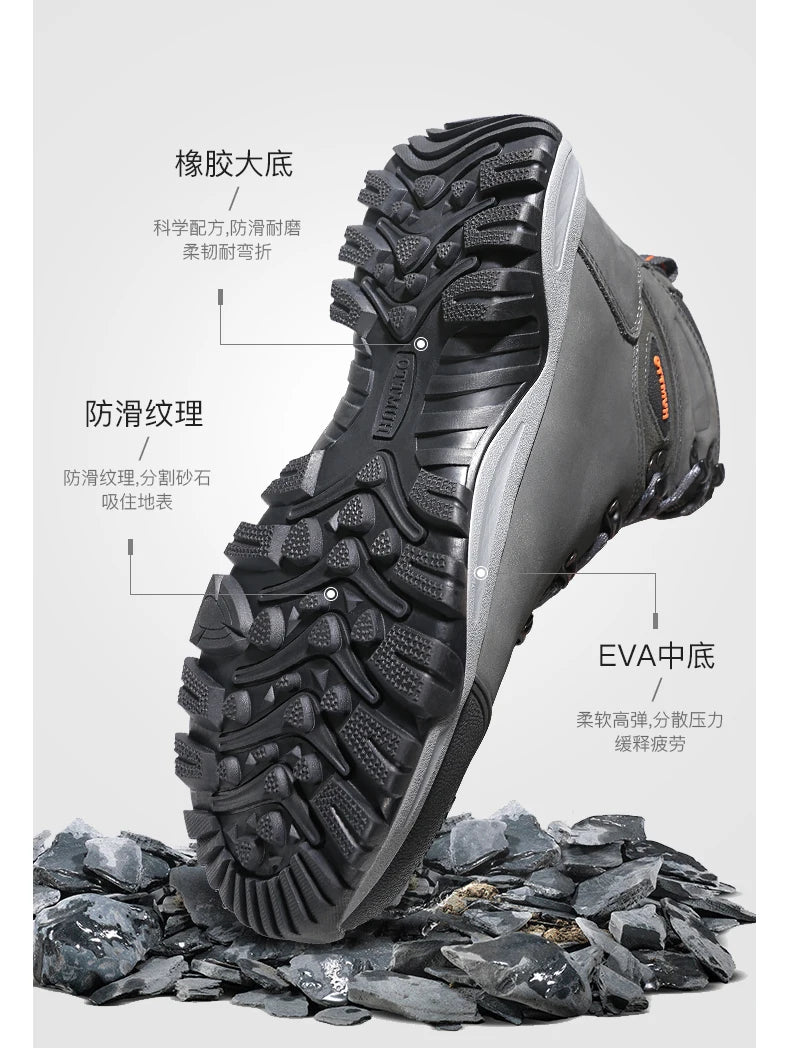Zapatos de senderismo HUMTTO, botas de caza impermeables para hombre, botas tácticas de combate para desierto hasta el tobillo, botas de trekking para hombre y mujer, zapatillas cálidas de cuero