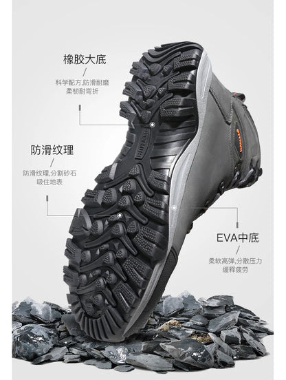 Zapatos de senderismo HUMTTO, botas de caza impermeables para hombre, botas tácticas de combate para desierto hasta el tobillo, botas de trekking para hombre y mujer, zapatillas cálidas de cuero