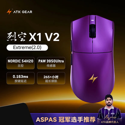ATK Blazing Sky X1 V2 Series Wireless Mouse Dual Mode Paw 3950ultra 8k Return Rate Custom Ergonomics E-Sport Gaming Ofiice Mouse