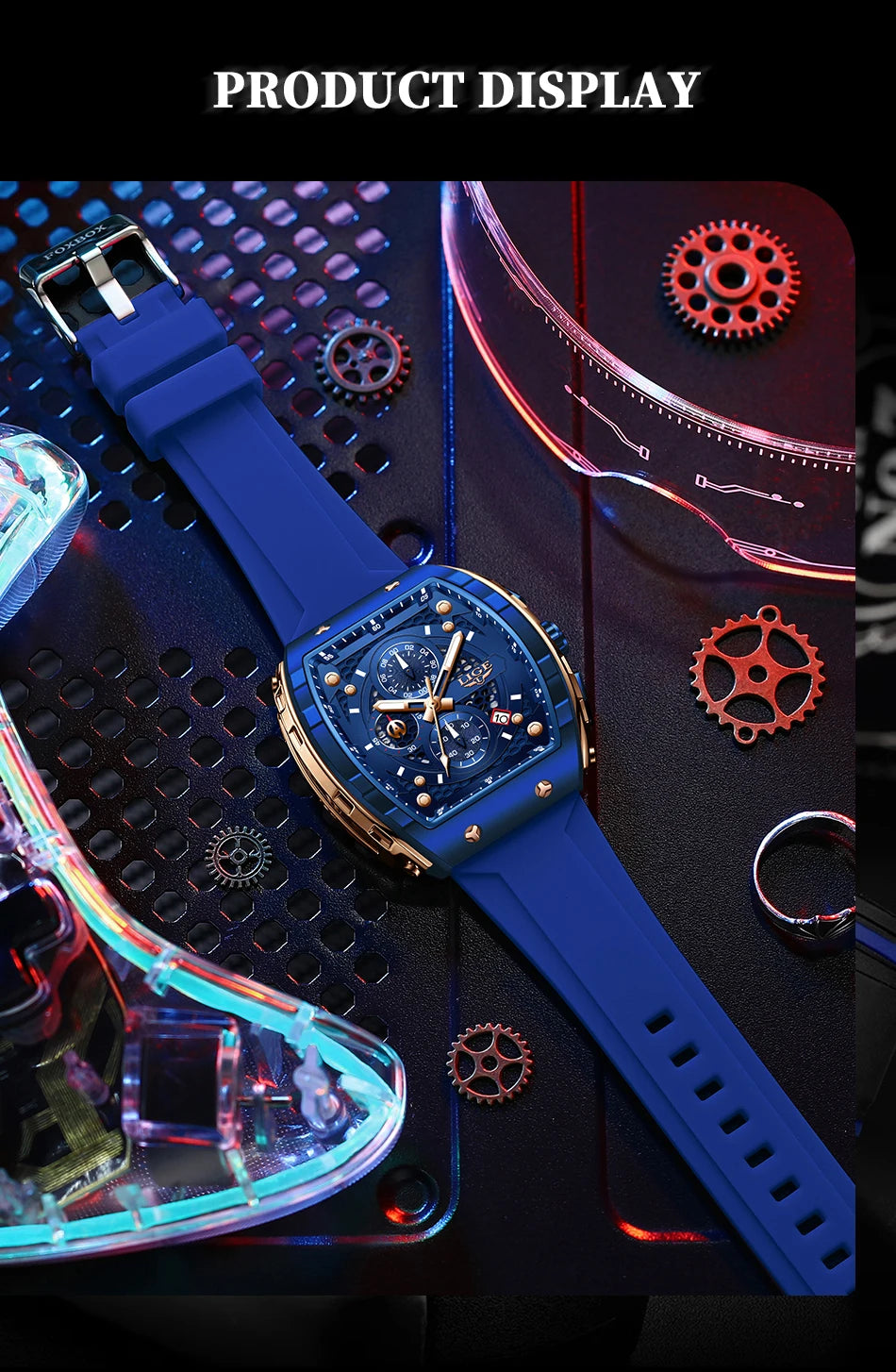 Reloj LIGE para hombre, de moda y lujo, resistente al agua, correa de silicona, cuarzo, luminoso, deportivo, fecha automática, cronógrafo, diseño sencillo
