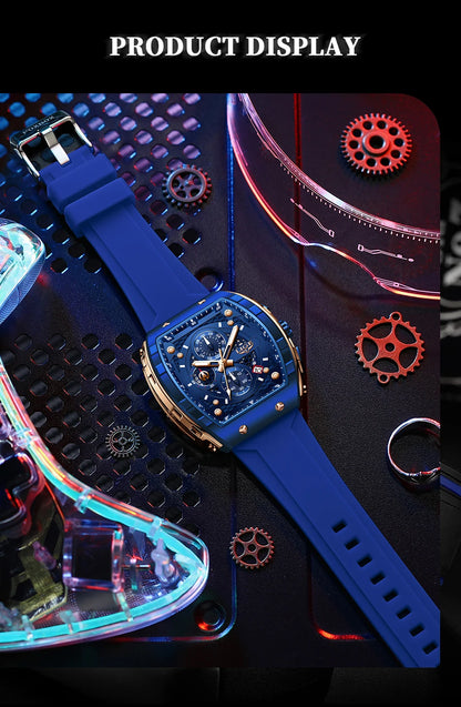 Reloj LIGE para hombre, de moda y lujo, resistente al agua, correa de silicona, cuarzo, luminoso, deportivo, fecha automática, cronógrafo, diseño sencillo