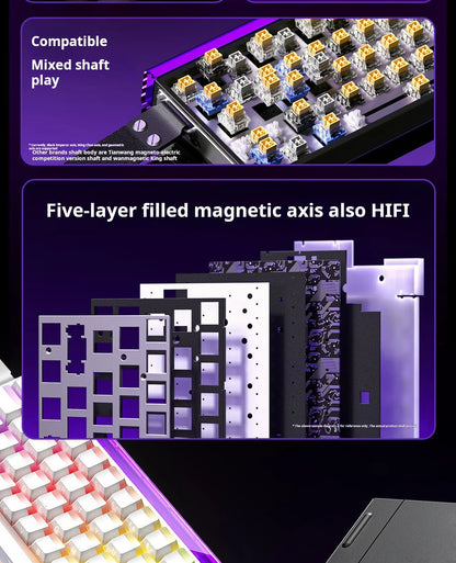 Teclado Mecânico Gaming AULA HERO 68 HE com Eixo Magnético RT, Iluminação RGB com Fio, Taxa de Polling 8K e Gravação Lateral