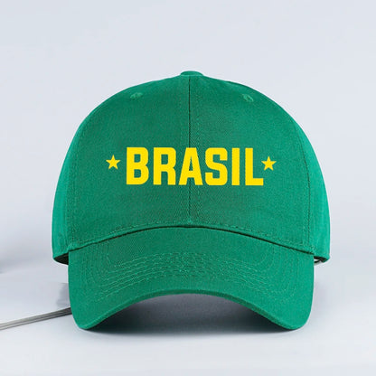 Brazil Fans “BRASIL” Printed Soft-Peak Baseball Cap – Unisex Adjustable Sun Hat for Soccer Enthusiasts – Father's Day Gift