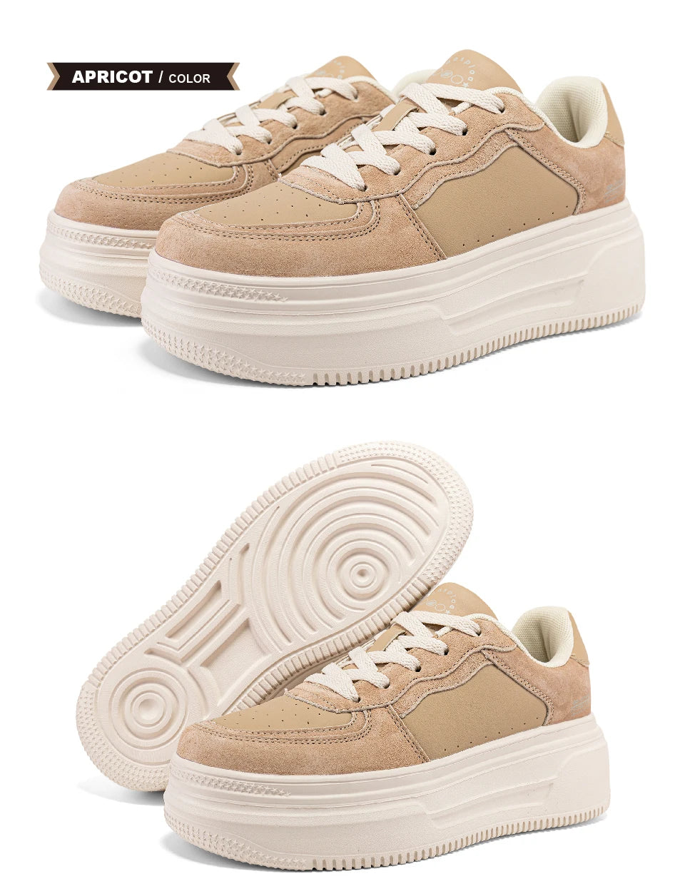 Baasploa Women Platform Sneakers Fashion Leather Casual Thick Soled Shoes for Women Comfort White Skateboarding Shoes Non-Slip