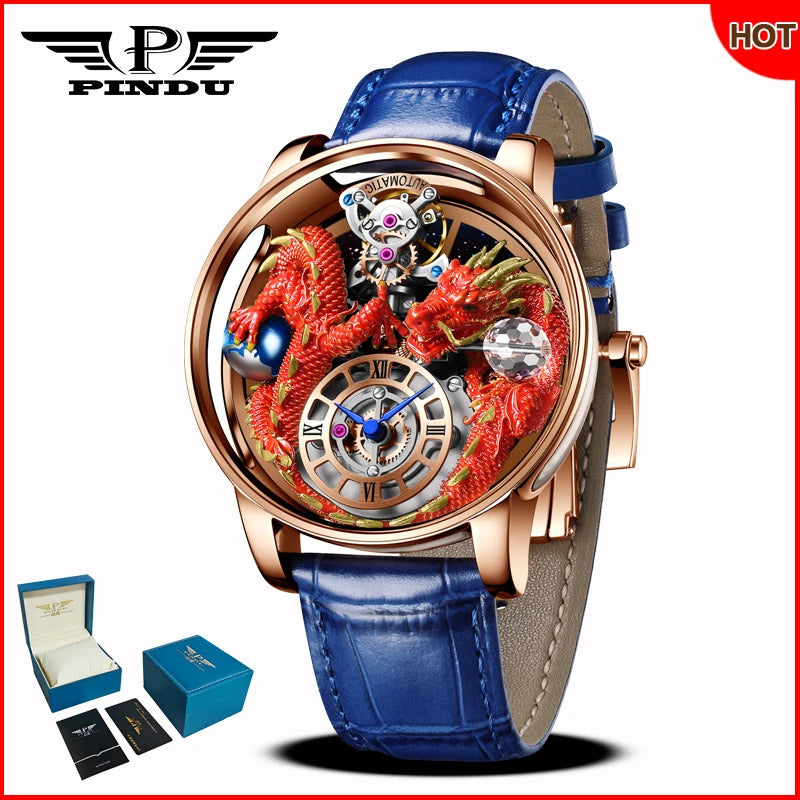 Orologio da uomo PINDU Design 2025 nuovo, Diamond Tourbillon, brand di lusso Astronomia, al quarzo, vetro zaffiro, impermeabile