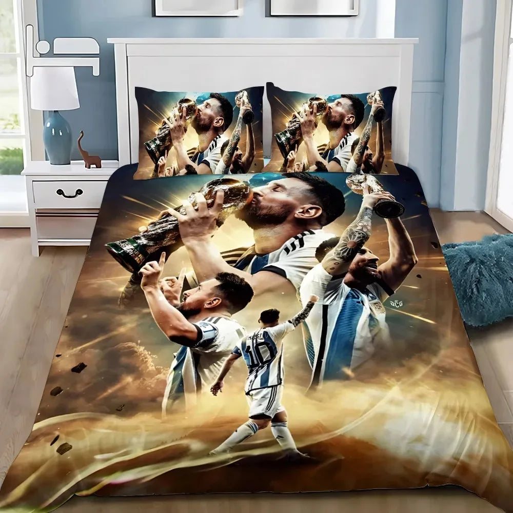 Set copripiumino con federa Football Star M-messis, biancheria da letto per adulti, ragazzi e ragazze, decorazione per camera da letto, bambini, letto singolo, matrimoniale, grande dimensione