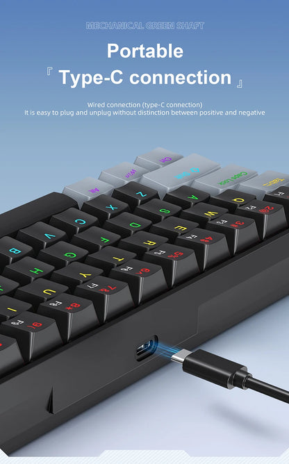 Tastiera meccanica mini APAYADO K61, cablata, 61 tasti, RGB Phantom, nera/bianca, switch meccanici rossi/blu per gaming, portatile 60%