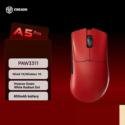 EWEADN A5 Pro Ultra Wireless Gaming Mouse, Lightweight Tri-Mode Mouse with PAW3395 Sensor, 26K DPI, Low Latency Rechargeable Gaming Mouse