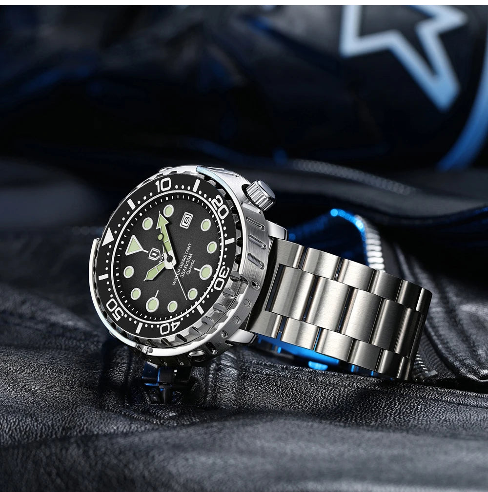 QINGXIYA Mens Watches Fashion Waterproof Luminous Date Rotating Dial High Quality Stainless Steel Luxury Brand Men Quartz Watch