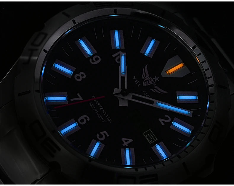 YELANG  V1036 42mm Men Quartz Watch Luminous 10 Years Lithium Movement Rotated Dial 30ATM 300m Waterproof Military Style Watches