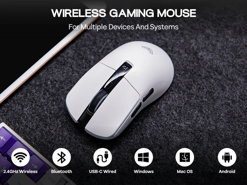 Ratón gaming AULA SC590 PRO con cable/Bluetooth/inalámbrico 2.4GHz, 20000 DPI y sensor PAW3311 con tasa de sondeo de 1000 para Win/Mac/gaming
