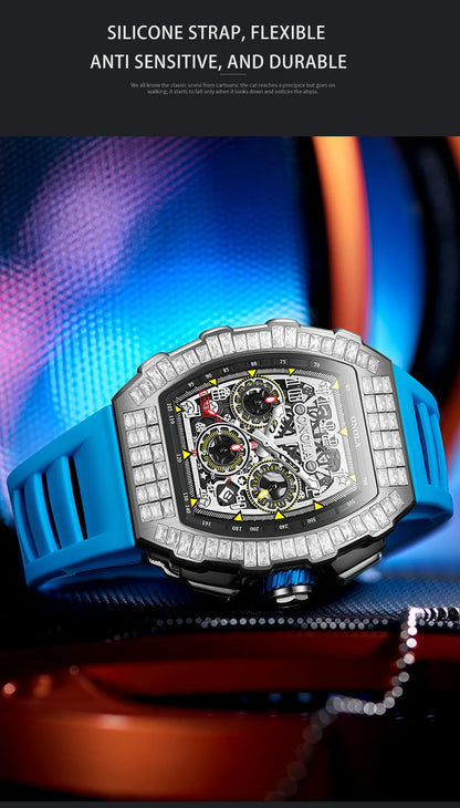 Hot Selling Fashion Fully Automatic Mechanical Watches Men ONOLA Unique Design with Diamond Inlaid Waterproof Tape Men's Watch