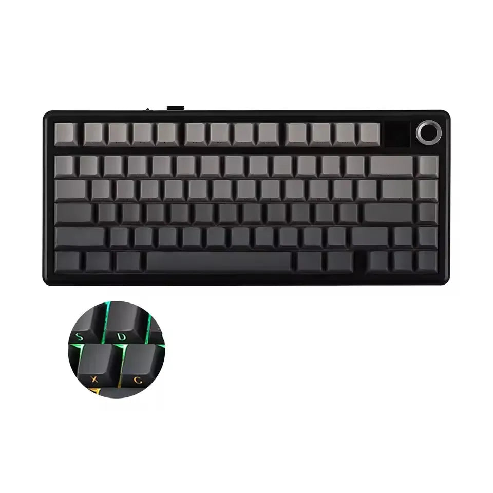 Tastiera meccanica gaming AULA F75 MAX 2.4G Wireless/BT/cablata, hot-swap RGB, 75%, 81 tasti, tastiera da ufficio con schermo TFT