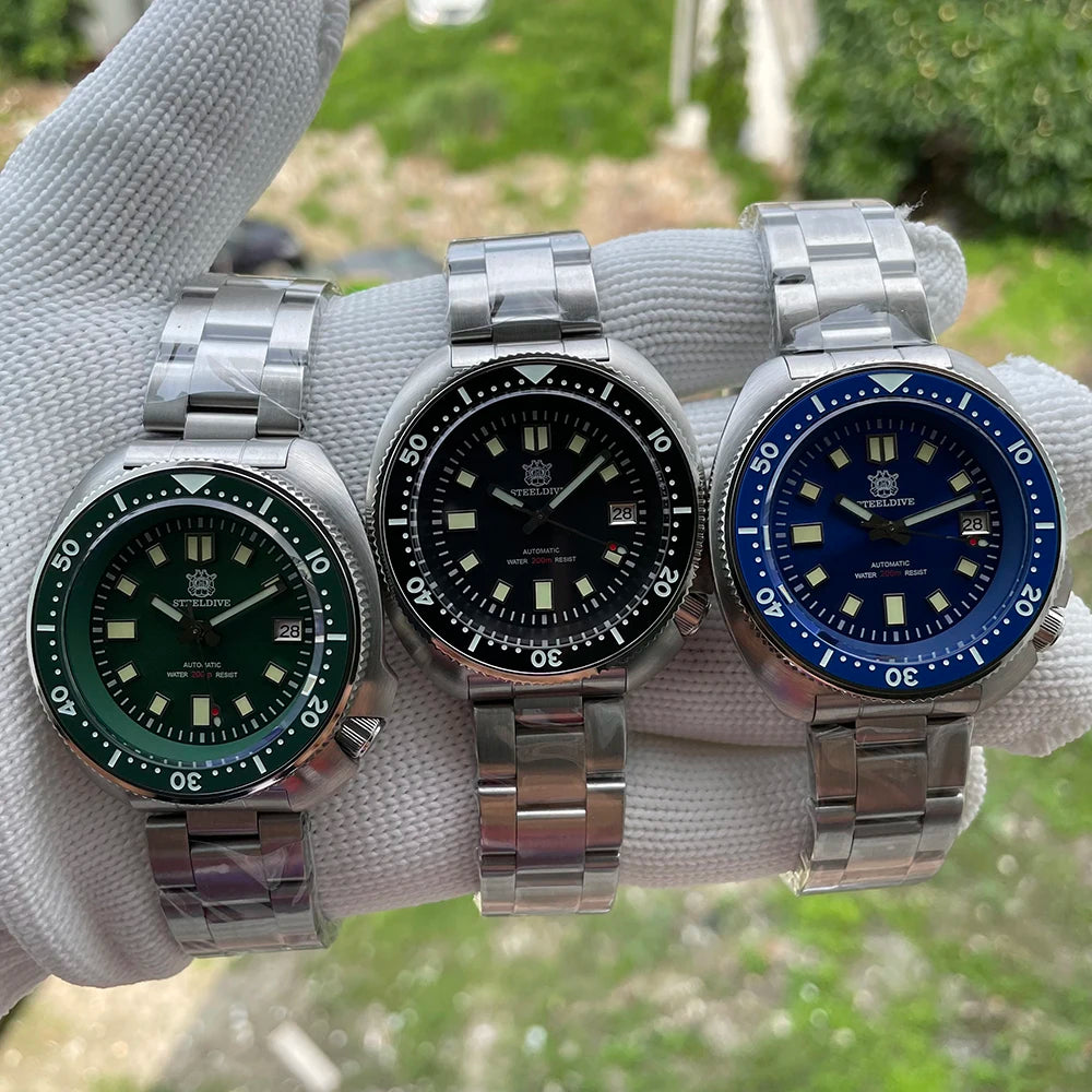 SD1970 New Arrival STEELDIVE Brand 20ATM Water Resistant Ceramic Bezel Insert Sapphire Glass NH35 Automatic Watch 6105 Turtle