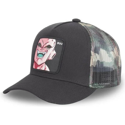 Dragon Ball Buu Goku-kasket – sommerrejse-kasket med skygge til mænd, broderet, hiphop-stil, solskærm, justerbar trucker-meshkasket