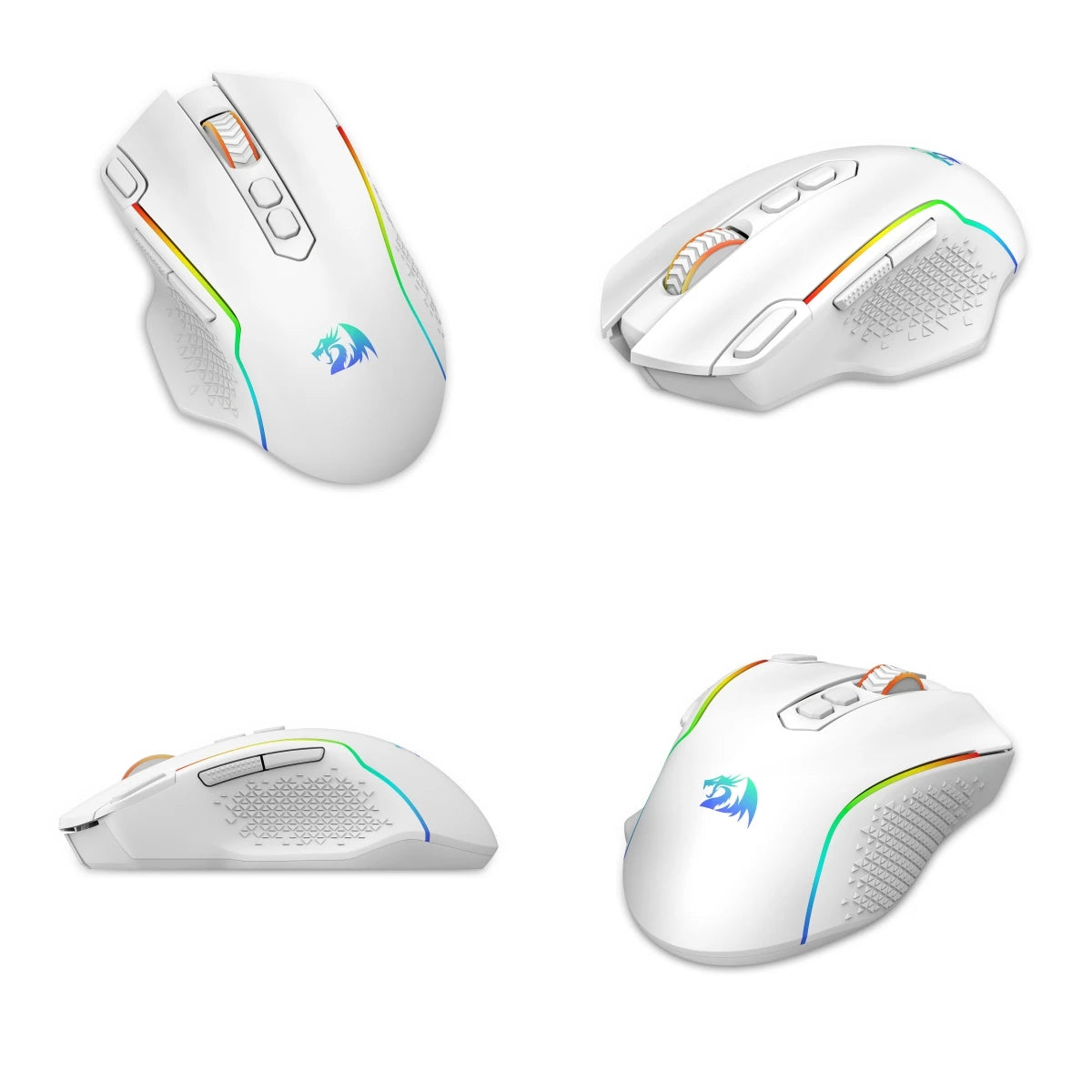 Mouse gaming wireless Redragon M810 Pro, mouse gamer cablato 10000 DPI con tasto Rapid Fire, 8 pulsanti macro, mouse nero/bianco