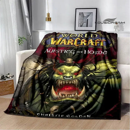 Печатно одеяло Game World of Warcraft, пикник одеяло, топло фланелено одеяло, домашно спално бельо, одеяла за легла, подарък за рожден ден