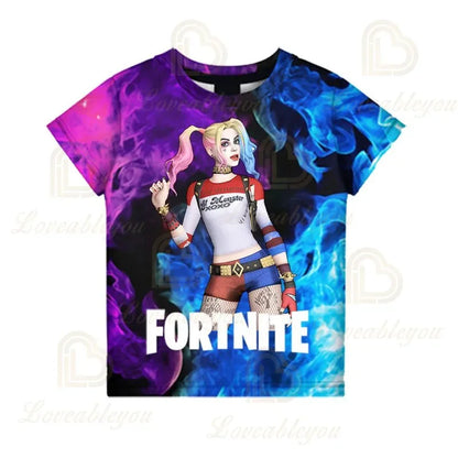T-shirt 3D Fortnite Victory Game per bambini e neonati, stile Harajuku, top Battle Royale Hero carino per bambini, maschi e femmine