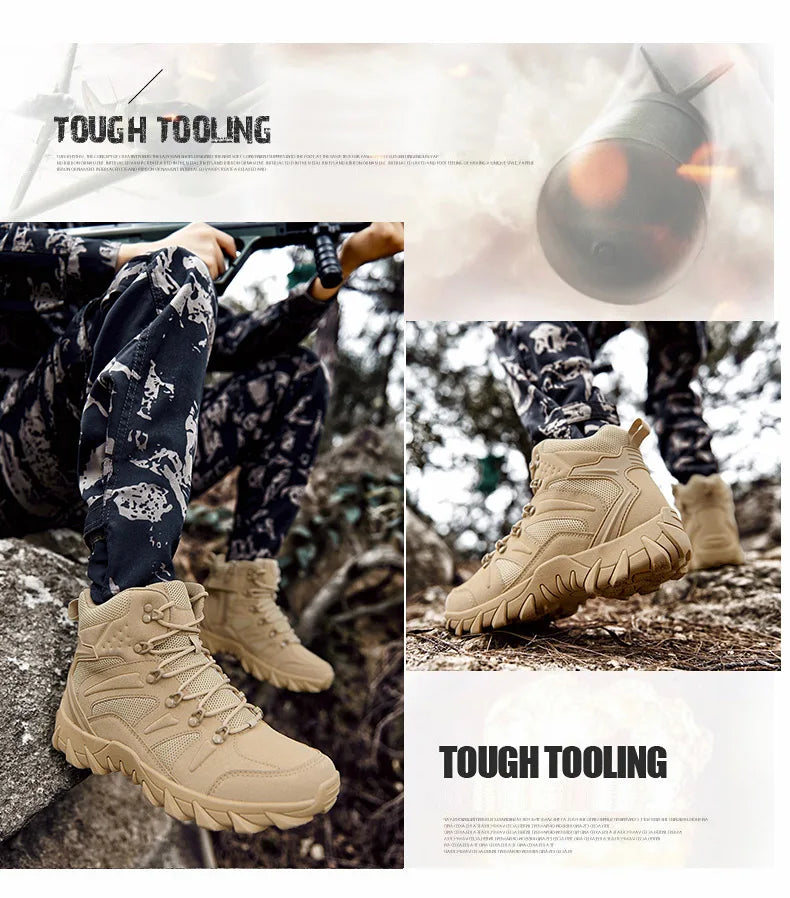 Botas tácticas mejoradas de entrenamiento de combate para hombre, calzado outdoor para camping antidesgaste de respuesta rápida, zapatillas de senderismo para pesca y caza para hombre
