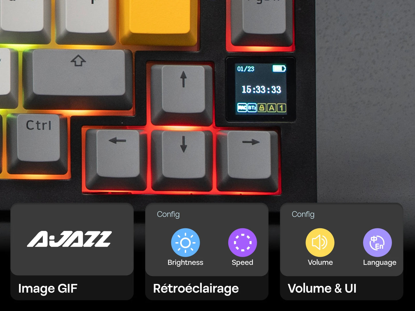 Layout ISO-FR EPOMAKER X AJAZZ AK820 PRO 75% AZERTY Francese Tastiera meccanica hot-swap cablata/BT/wireless 2.4GHz per Win/Mac/PC