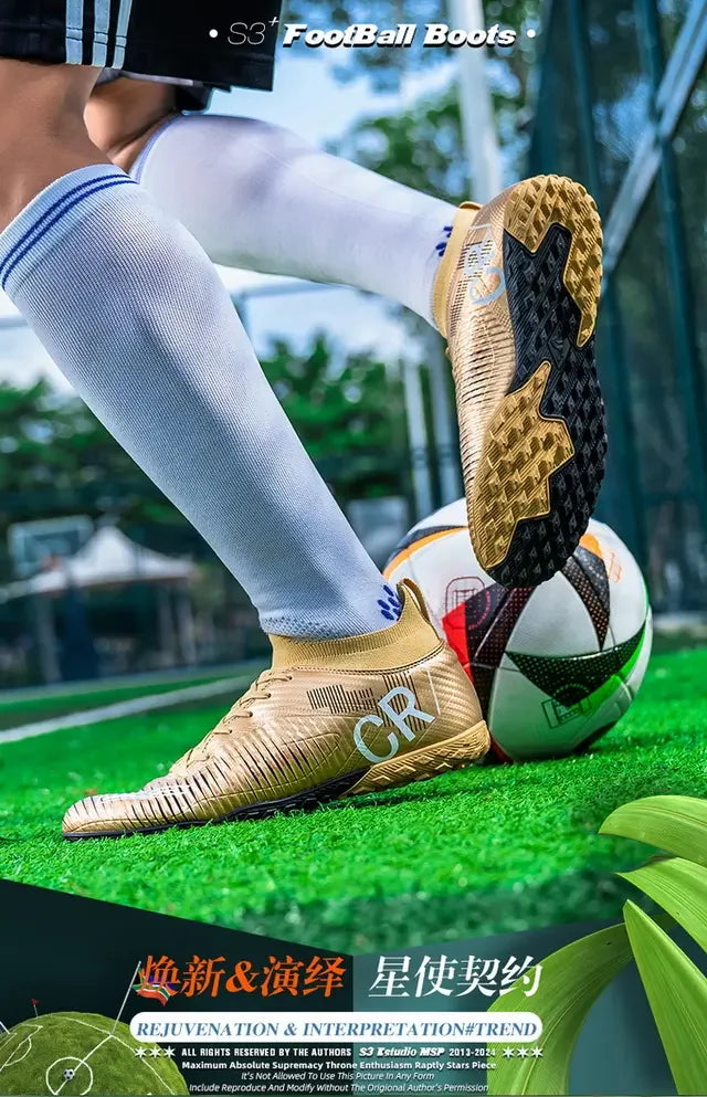 Scarpe da calcio per bambini antiurto sulla punta, chiusura con lacci, tacchetti corti antiscivolo, resistenti all’usura e traspiranti, per partite su erba all’aperto