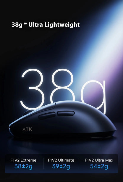 Ratón gaming inalámbrico ATK Blazing Sky F1 V2 Ultra Max de doble modo, ligero, PAW3950Ultra, doble 8K, baja latencia, ergonómico extremo