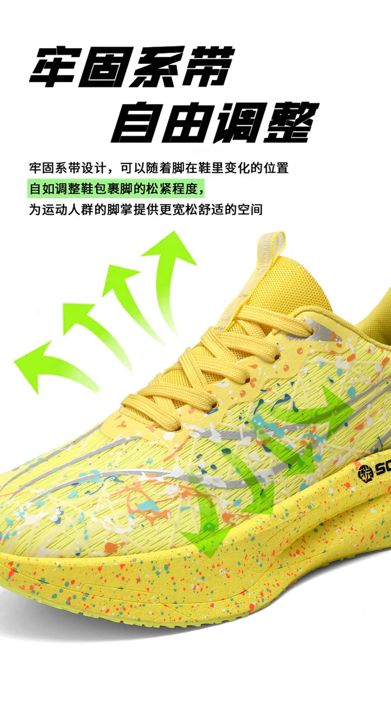 Zapatillas de running para hombre y mujer con placa de carbono, amortiguación para maratón, deportivas, transpirables, ligeras, cómodas y antideslizantes