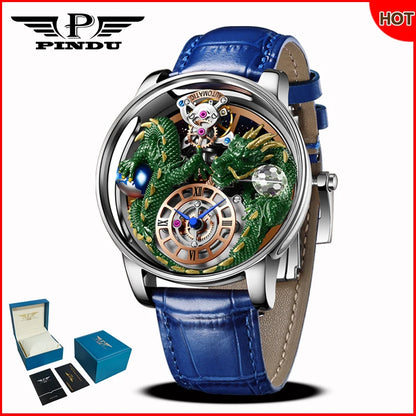 Orologio da uomo PINDU Design 2025 nuovo, Diamond Tourbillon, brand di lusso Astronomia, al quarzo, vetro zaffiro, impermeabile