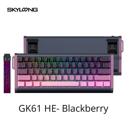 Teclado magnético SKYLOONG GK61/GK68 HE con carcasa de aluminio, 8000hz, RT0.01mm, activación rápida, teclas PBT, retroiluminación RGB y conexión por cable para gaming
