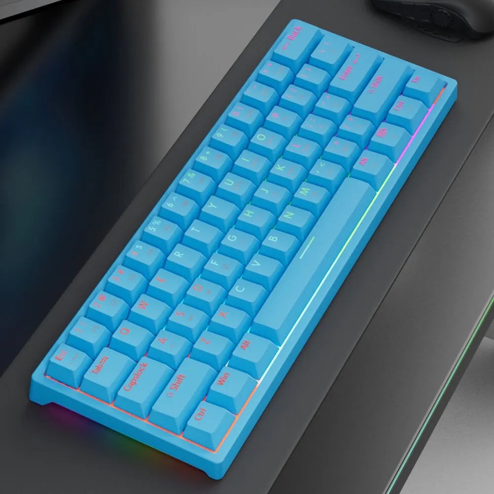 MUCAI MK61 USB Gaming Esports Mechanical Keyboard 61 Key Red Axis Wired Detachable Cable RGB Backlight Hot Swap
