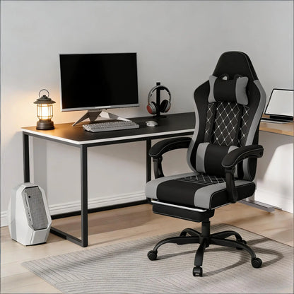 Ergonomic Office Chair with Massage Lumbar Support, Swivel Computer Chair, Adjustable Gaming Chair with Footrest, High Back Executive Desk Chair