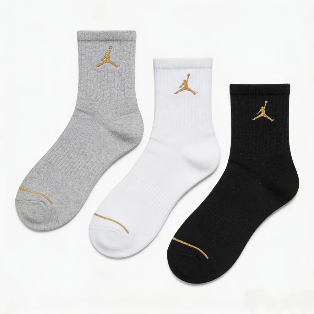 Nike Basketball Socks: AJ Jordan Triple Pack Mid-Calf Socks for Men and Women—Breathable and Moisture-Wicking SX5545-915