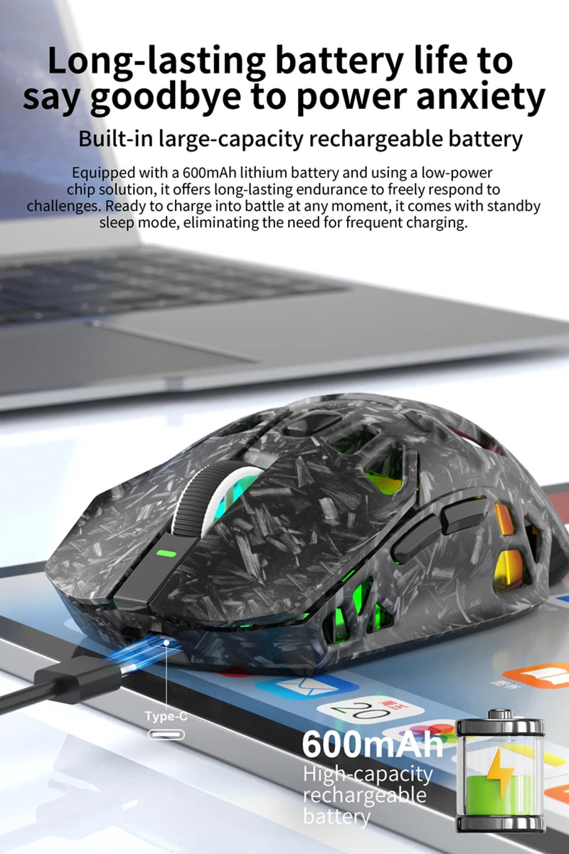 Lenovo Tri-Mode -kevyt pelihiiri RGB-lataustelakalla, 12000DPI, 2.4G/Bluetooth/langallinen ergonominen hiiri PC:lle ja kannettavalle tietokoneelle