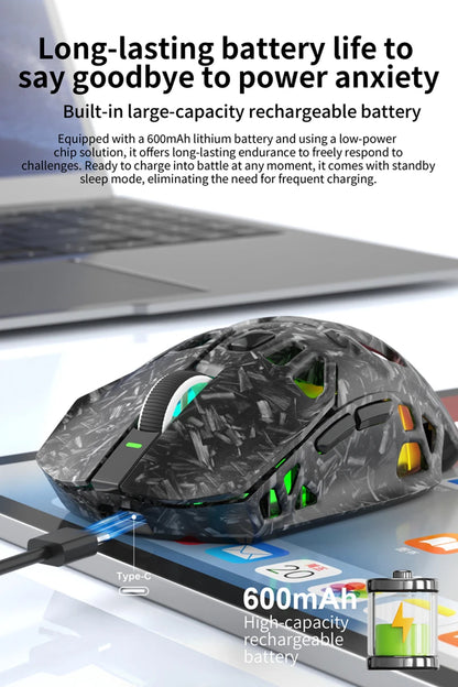 Lenovo Tri-Mode -kevyt pelihiiri RGB-lataustelakalla, 12000DPI, 2.4G/Bluetooth/langallinen ergonominen hiiri PC:lle ja kannettavalle tietokoneelle