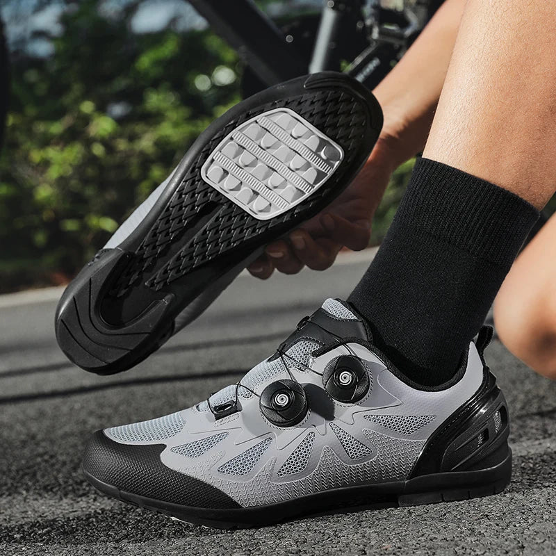 Zapatillas de ciclismo de montaña para hombre sin cierre, sin calas, para bicicleta de carretera RB Speed; zapatillas de ciclismo sin calas, tipo sneaker, para pedales planos MTB, mujer