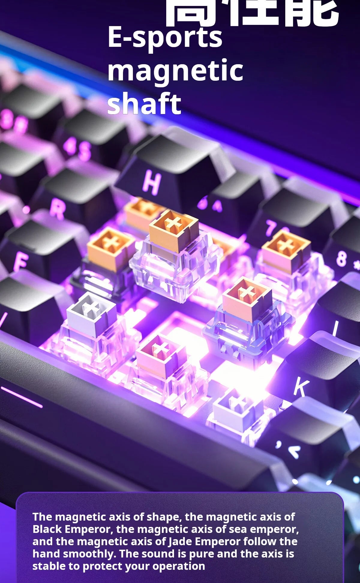 Teclado Mecânico Gaming AULA HERO 68 HE com Eixo Magnético RT, Iluminação RGB com Fio, Taxa de Polling 8K e Gravação Lateral