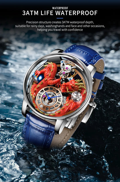 Orologio da uomo PINDU Design 2025 nuovo, Diamond Tourbillon, brand di lusso Astronomia, al quarzo, vetro zaffiro, impermeabile