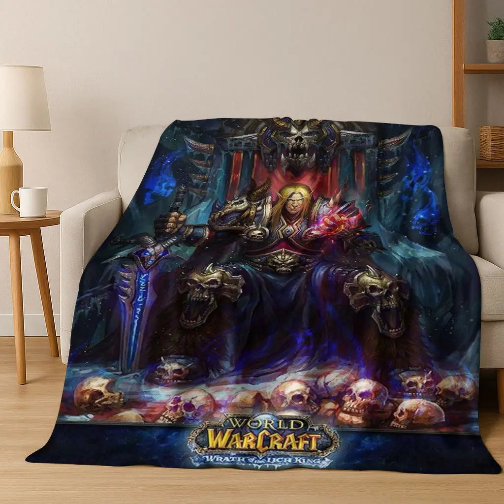 Flanelová deka WOW World of Warcraft Arthas Demon Illidan Sylvanas, útulná měkká přikrývka pro domácnost, ložnici, postel, pohovku, přehoz nebo dárek