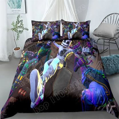 Juego de cama Fortnite de 3 piezas, ropa de cama para dormitorio con estampado 3D, diseño de videojuego y dibujos animados, funda nórdica y funda de almohada decorativas, regalo de cumpleaños