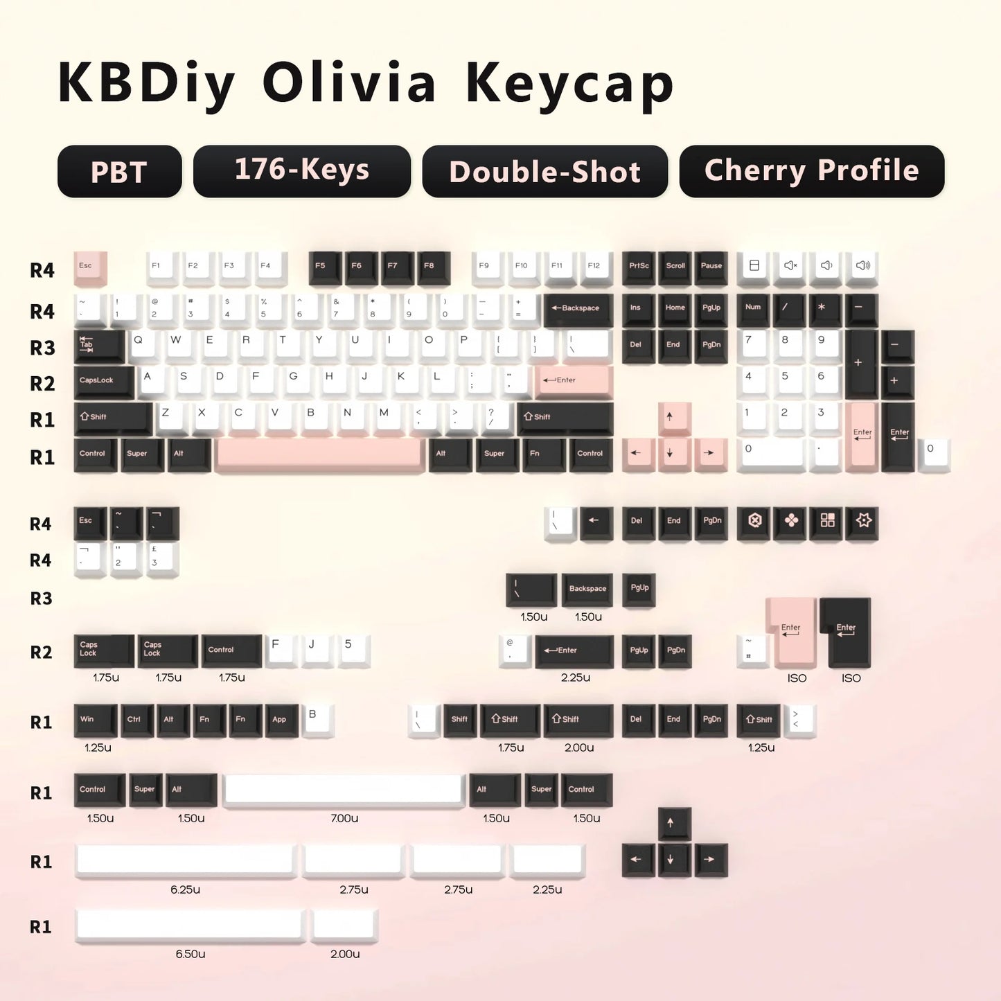 Keycaps KBDiy GMK Illusion perfil Cherry de PBT de doble inyección ISO para kit de teclado mecánico gamer, estilo retro gaming