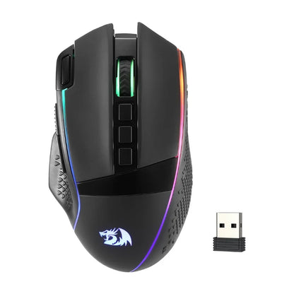 Mouse gaming wireless Redragon M991 26000 DPI, 3 modalità, 9 pulsanti macro, retroilluminazione RGB, nero