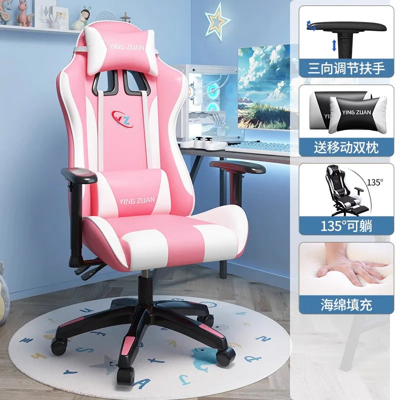 Silla gaming Silla de ordenador Asiento reclinable cómodo Juego LIVE Residencia estudiantil hogar Ergonomía para sedentarismo